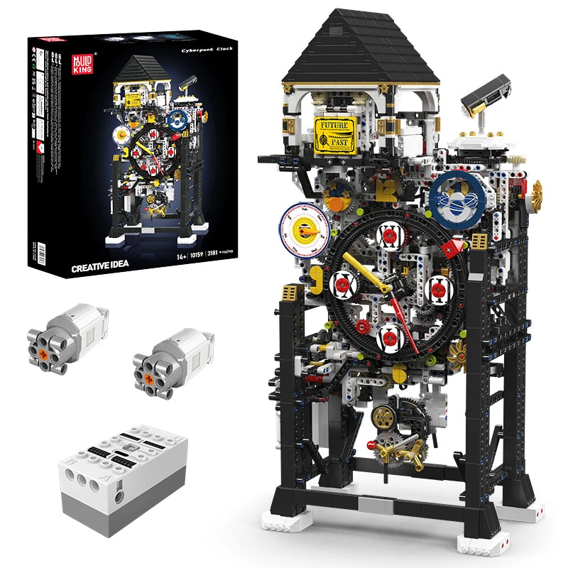 Mould King 10159 Technical Clock Toys The Motorized Cyberpunk Clock Building Block Assembly Clock Brick Set Kids Christmas Gift