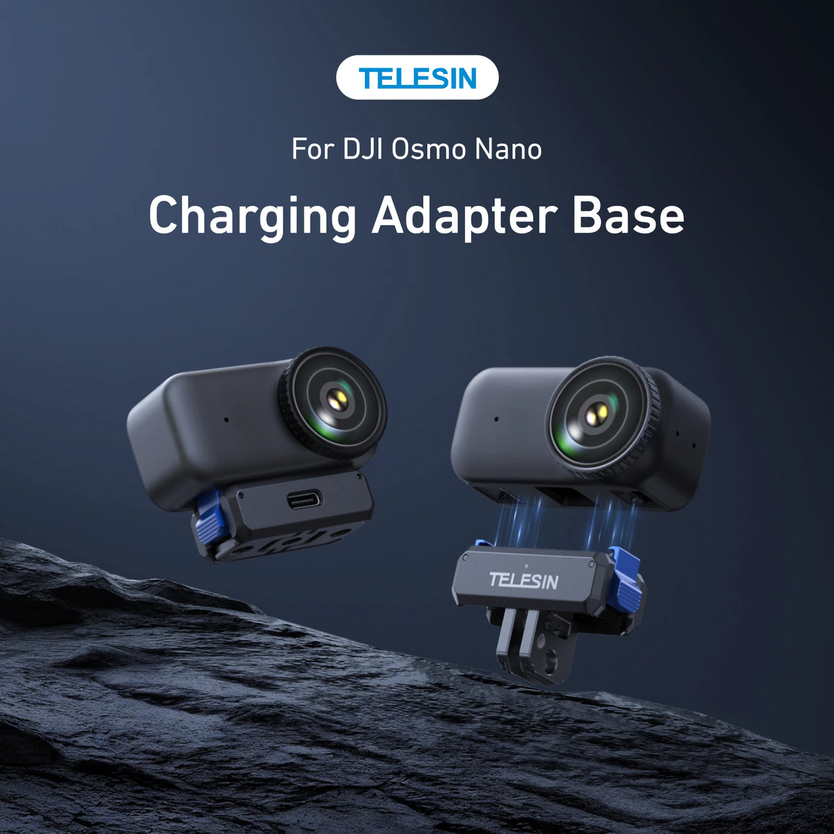 TELESIN Magnetic Quick-Release Charging Adapter Mount for DJI Osmo Nano Foldable Two Claw Adapter Base for DJI Osmo Nano