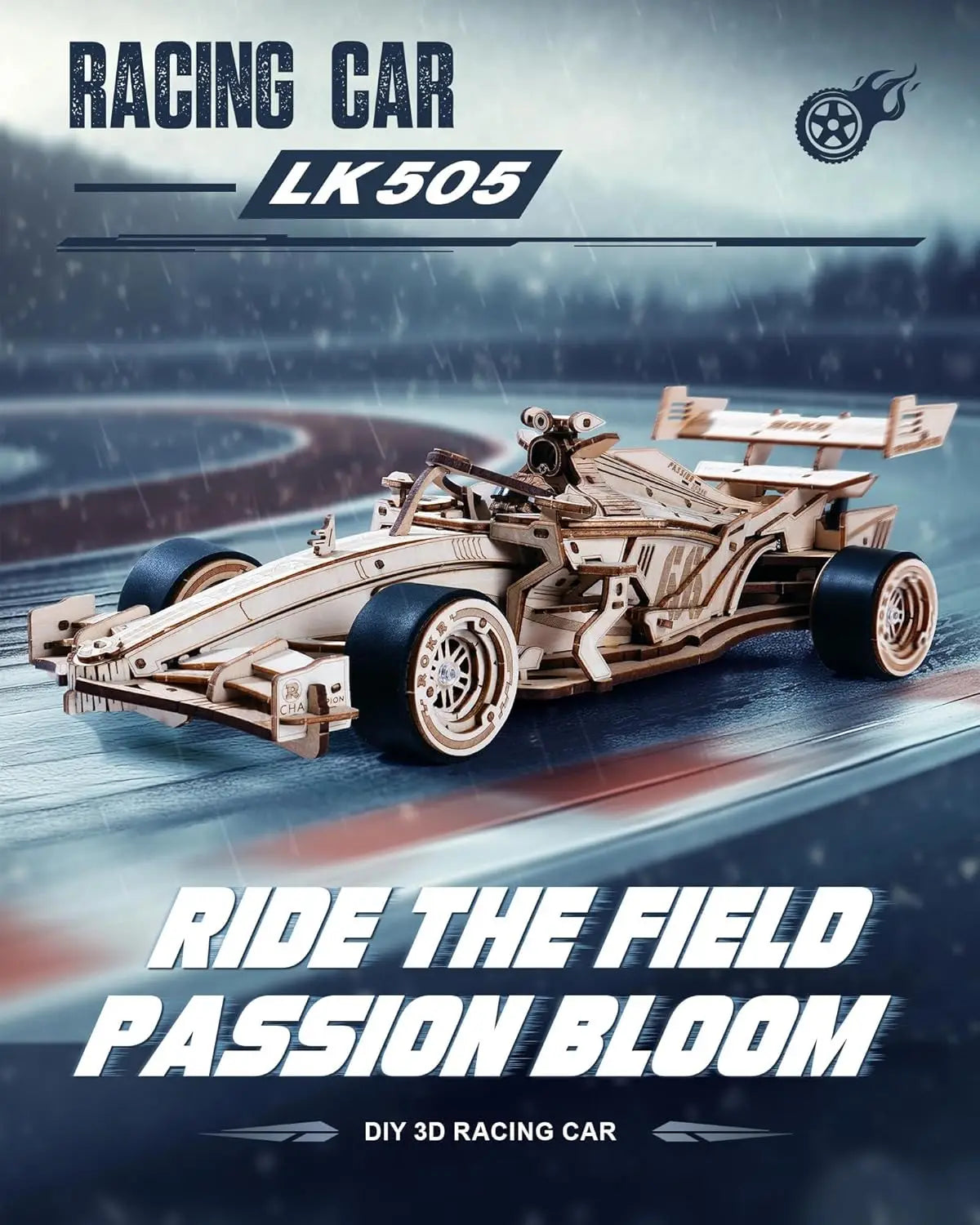 ROKR 3D Wooden Puzzle Formula Racing Car Mechanical Model Kit