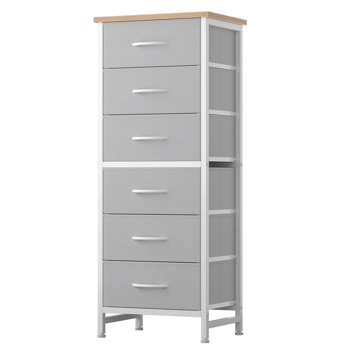 JHK Fabric Drawer Dresser with Wood Top and Metal Frame