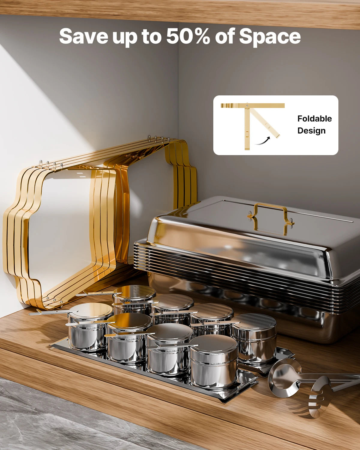SucceBuy Stainless Steel Chafing Dish Buffet Set With Pans For Catering