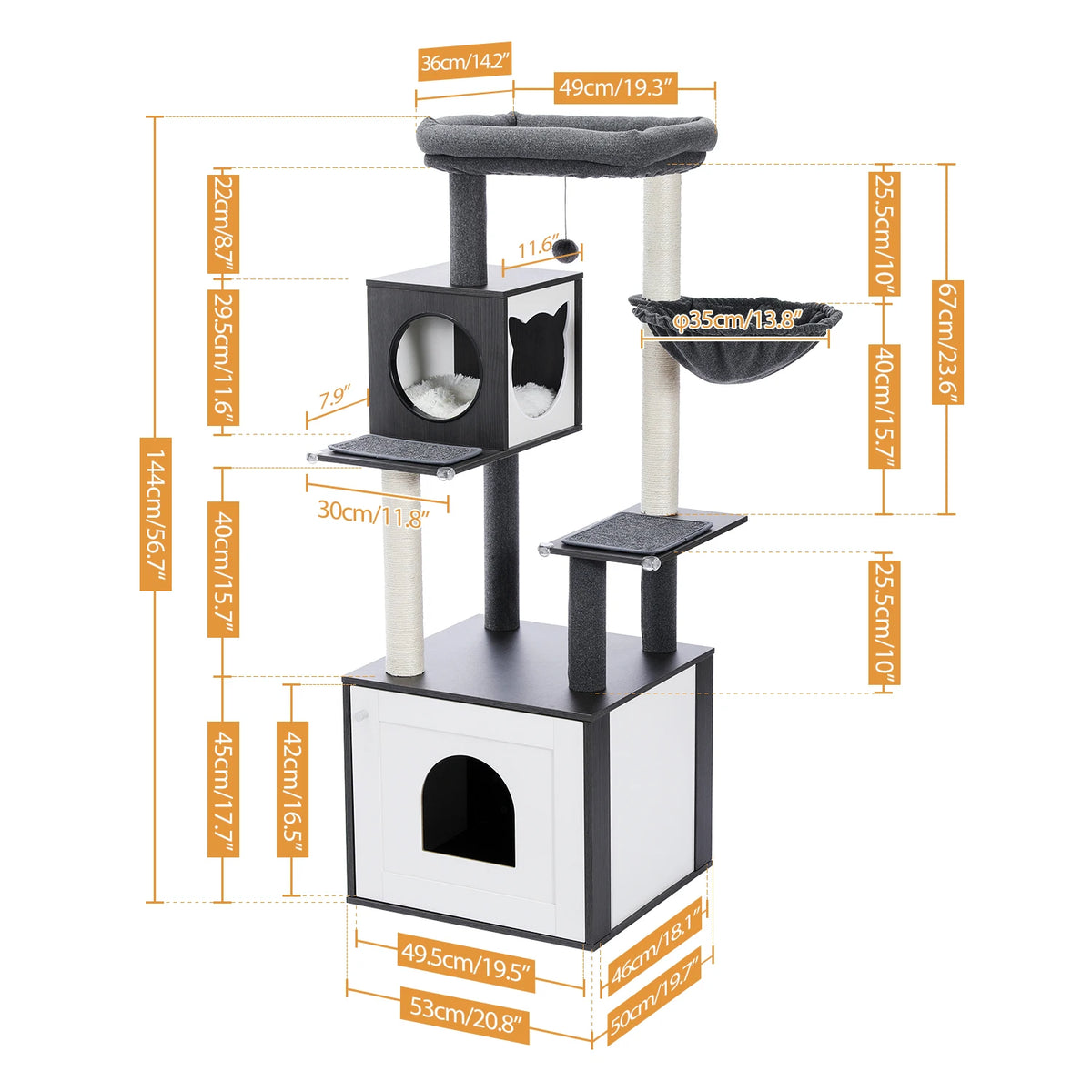PAWZ Ro Multi Level Cat Tree With Scratching Posts Wood