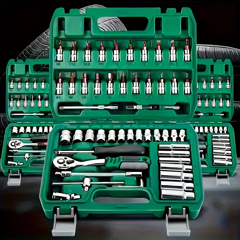 53-Piece Professional Car Repair Tool Kit, MechanicTool Kits For Auto Repair And Household Mechanical Tool Kit For Car Bike Repair Tools, Complete Socket Wrench Set With User-Friendly Storage Solutions For Home