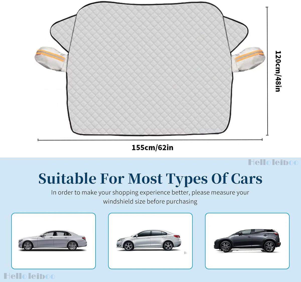 LEIBOO Sunshade Cover Car Windshield Snow Sun Shade Waterproof Protector Automobile Magnetic Cover Car Front Windscreen Cover