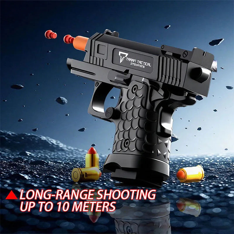 Soft bullet foam shell ejection explosion gun, realistic toy pistol, the best gift for teenagers, creative toy, black