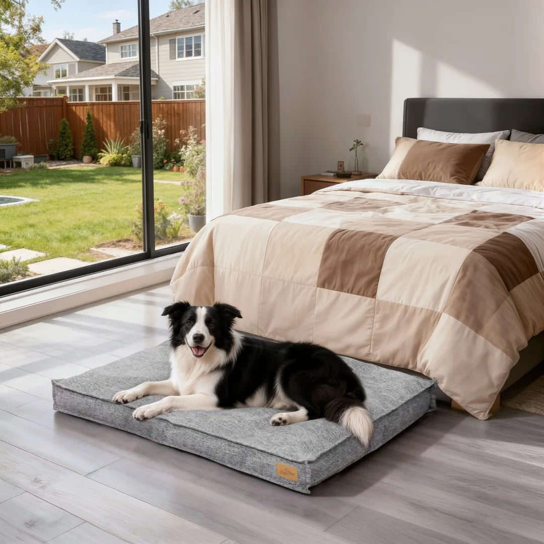 BingoPaw Large Dog Bed Washable With Linen Cover Foam Base