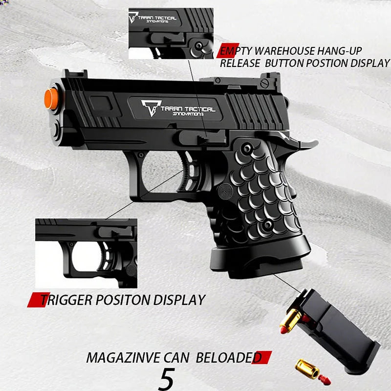 Soft bullet foam shell ejection explosion gun, realistic toy pistol, the best gift for teenagers, creative toy, black