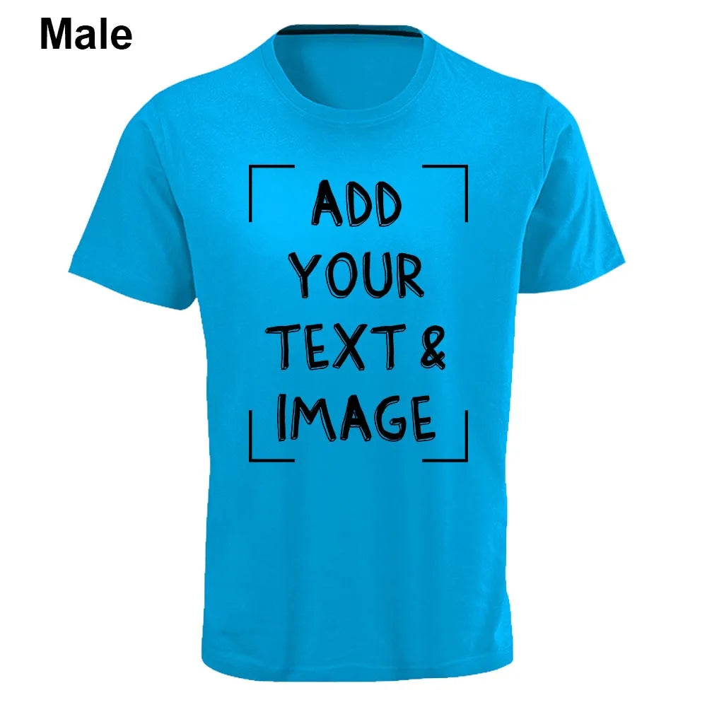 Custom T-shirt with Your Photo Text Image Front Printing Crew Neck Men Women Short Sleeve Shirt Gift Ship From US