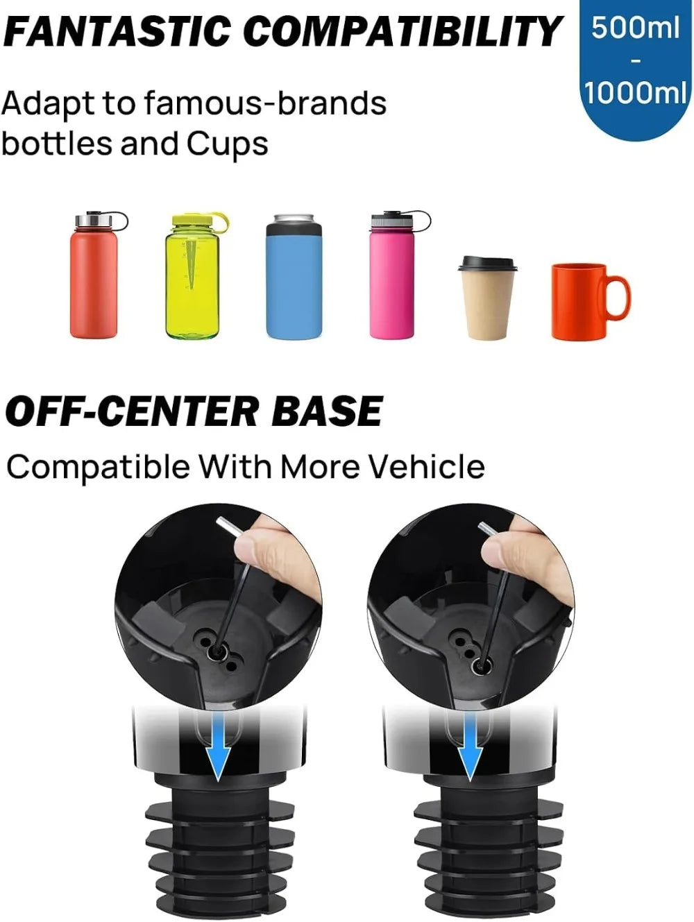 Car Cup Holder Phone Mount, Long Arm with 360° Rotation, Fits iPhone Samsung All Smartphones, Black 1 Pack