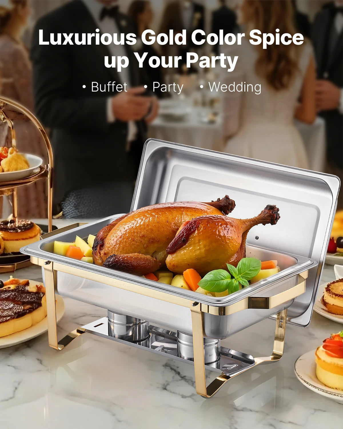 SucceBuy Stainless Steel Chafing Dish Buffet Set With Pans For Catering