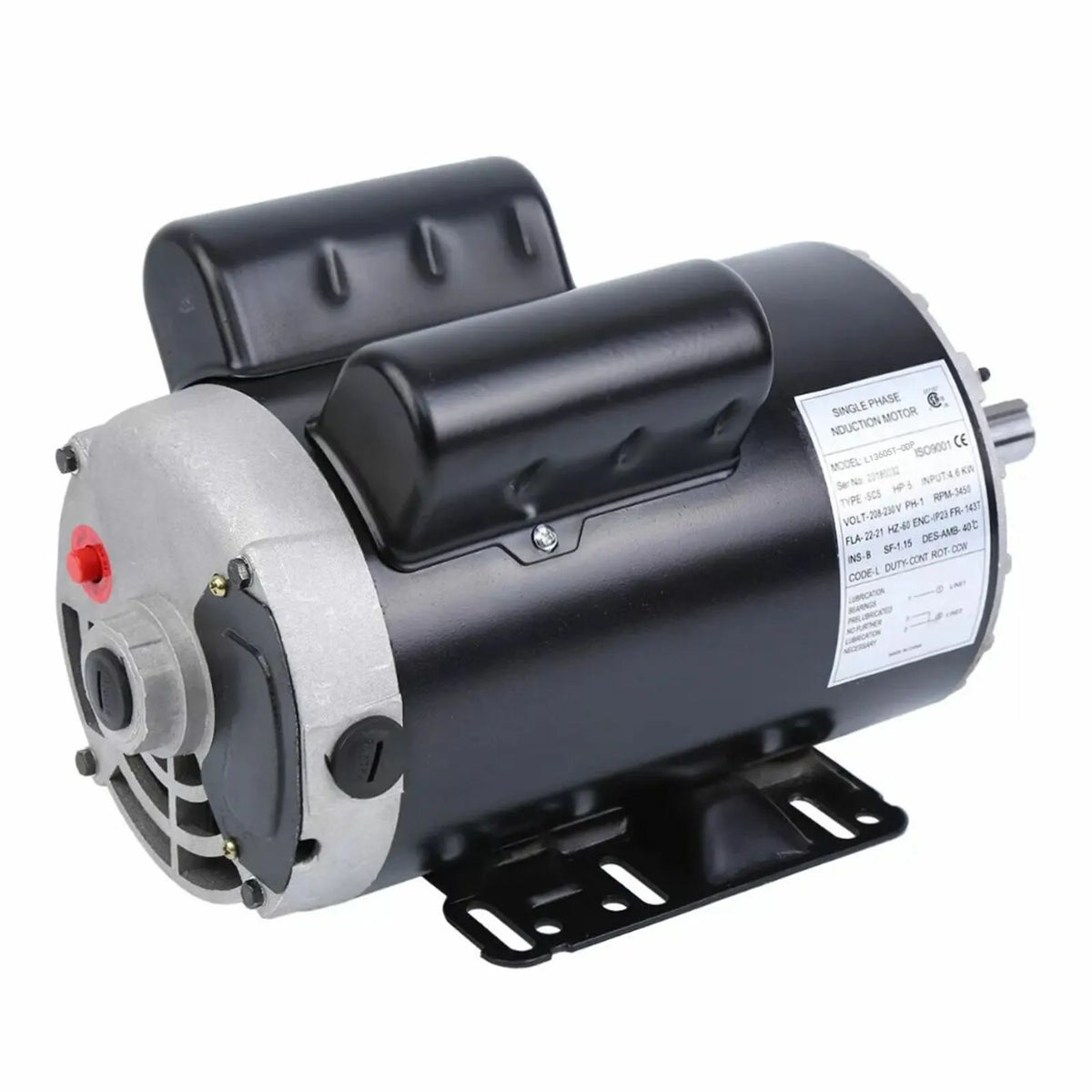 5 HP 3450 RPM Single Phase Base-Mounted Air Compressor 60 Hz Electric Motor 208-230V Century 7/8inch Shaft