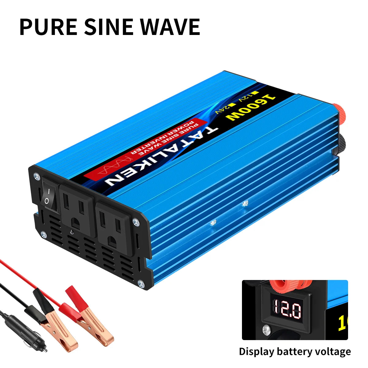TATALIKEN 12V To 110V Car Inverter Pure Sine Wave 3000W