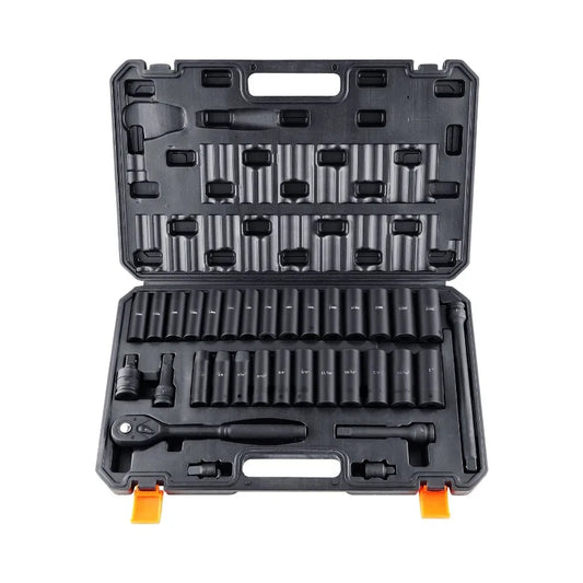 Impact Sockets Set 33pcs 6-Point 1/2in Drive Bit Ratchet Tool Kit in Durable Carrying Case for Automotive Repair and Heavy-Duty