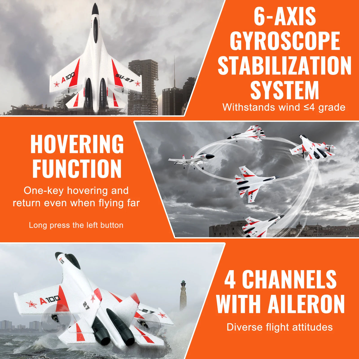 SucceBuy SU27 RC Plane 2.4G  Remote Control Flying Model Glider Airplane with 2 Batteries Aircraft Foam Toys for Children Gifts