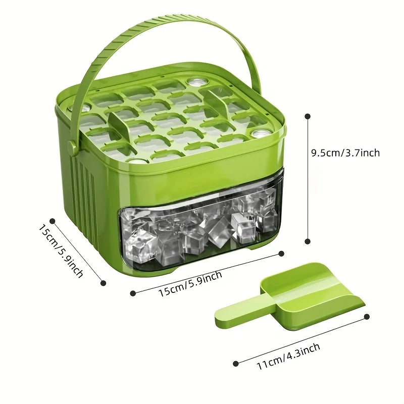 Compact Double Layer Ice Cube Tray With Lid And Pull Out Drawer