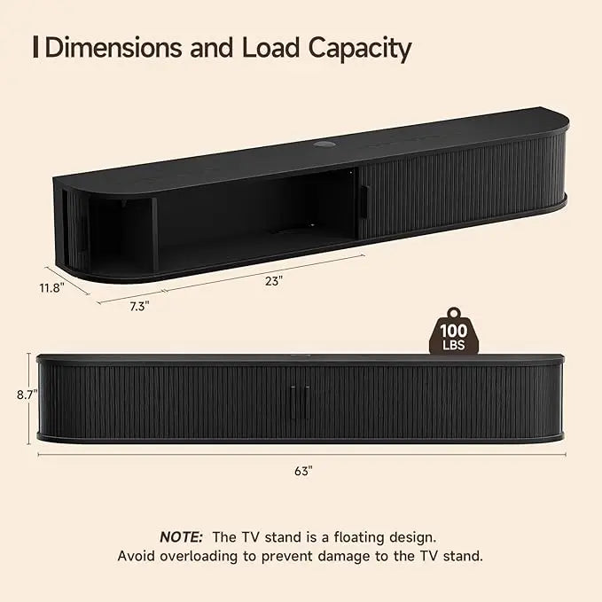 ONBRILL Floating TV Stand With LED Lights And Power Outlet