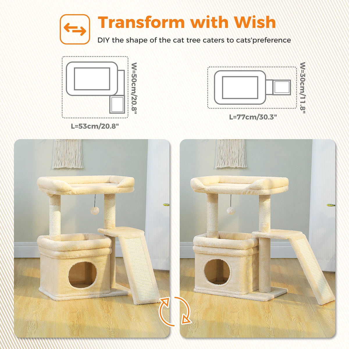 PAWZ Road Small Cat Tree Indoor Tower With Sisal Post