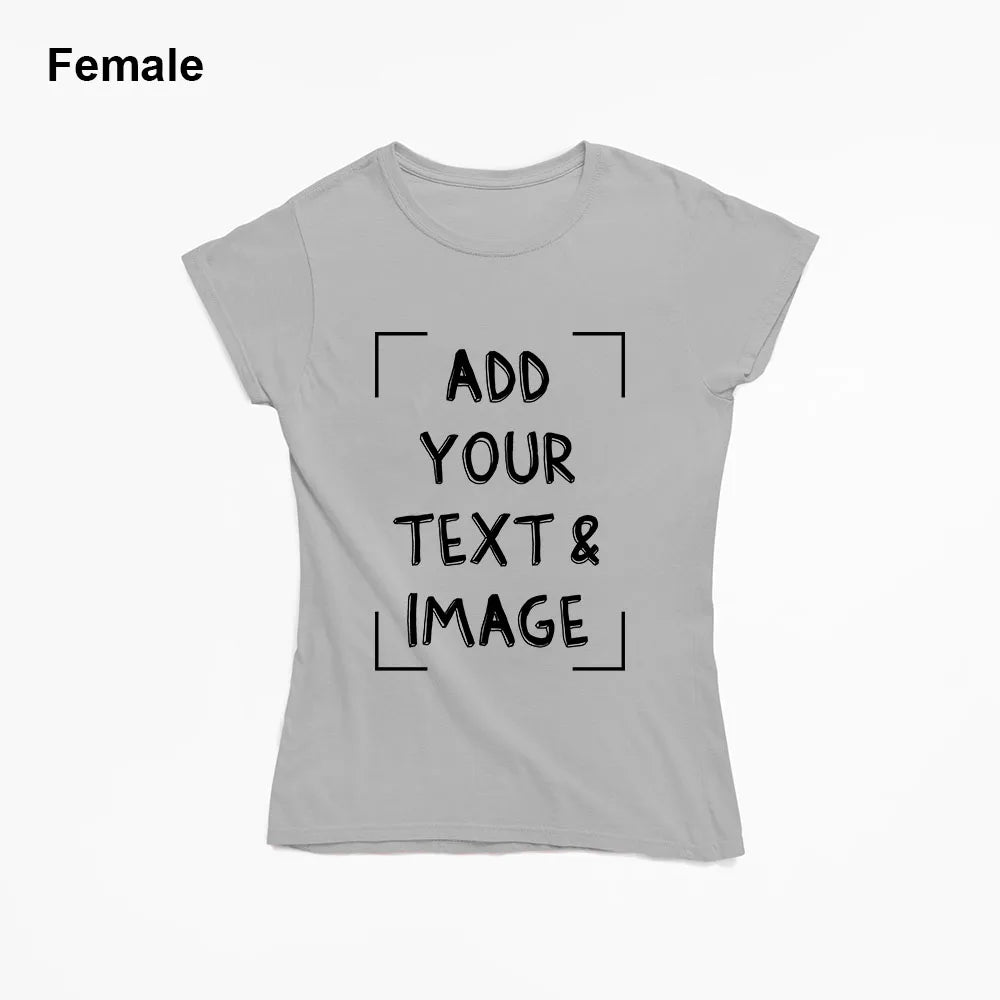 Custom T-shirt with Your Photo Text Image Front Printing Crew Neck Men Women Short Sleeve Shirt Gift Ship From US