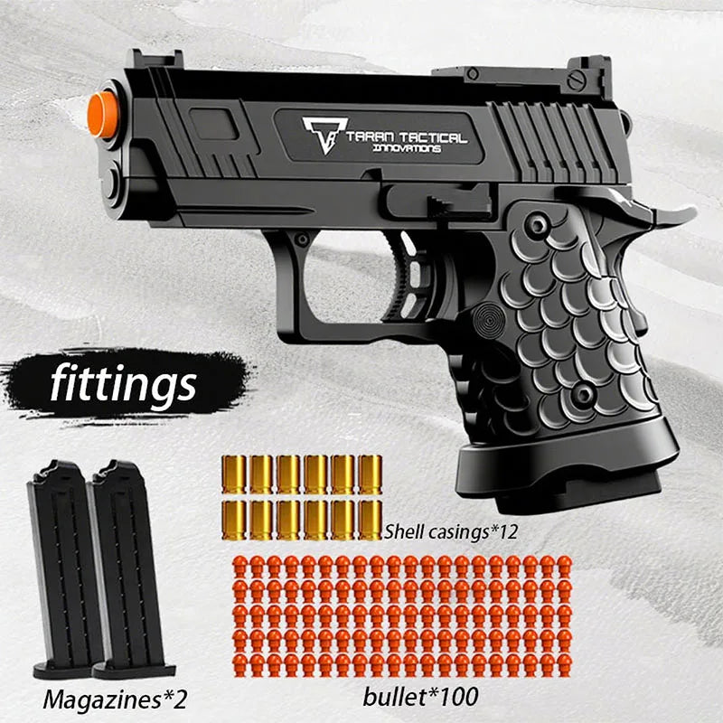 Soft bullet foam shell ejection explosion gun, realistic toy pistol, the best gift for teenagers, creative toy, black