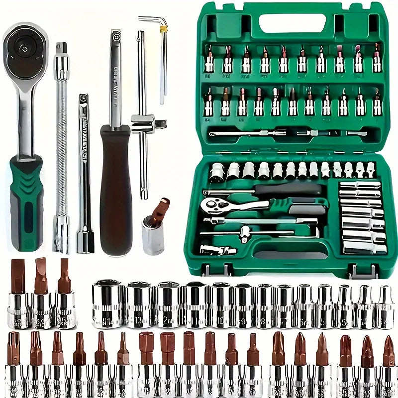 53-Piece Professional Car Repair Tool Kit, MechanicTool Kits For Auto Repair And Household Mechanical Tool Kit For Car Bike Repair Tools, Complete Socket Wrench Set With User-Friendly Storage Solutions For Home