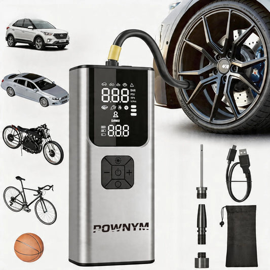 POWNYM Portable Tire Inflator Wireless With LED And Multifunctional Adapter