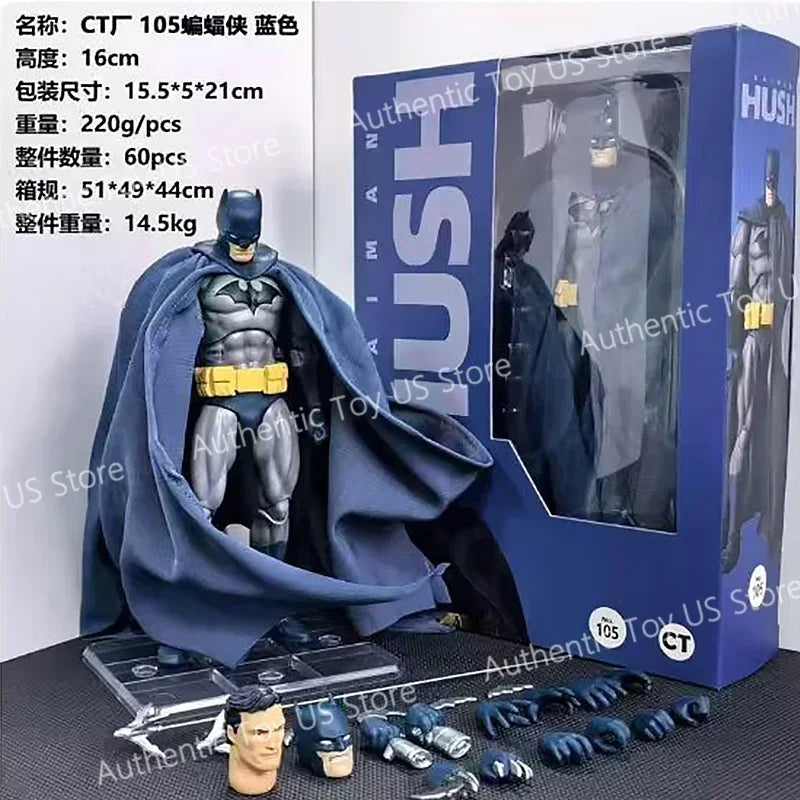 New CT Toys Blue Batman Hush Blue Mafex 105 Bat Man Black Version Dc Anime Action Figure Figurine Model Statue Gifts Toys