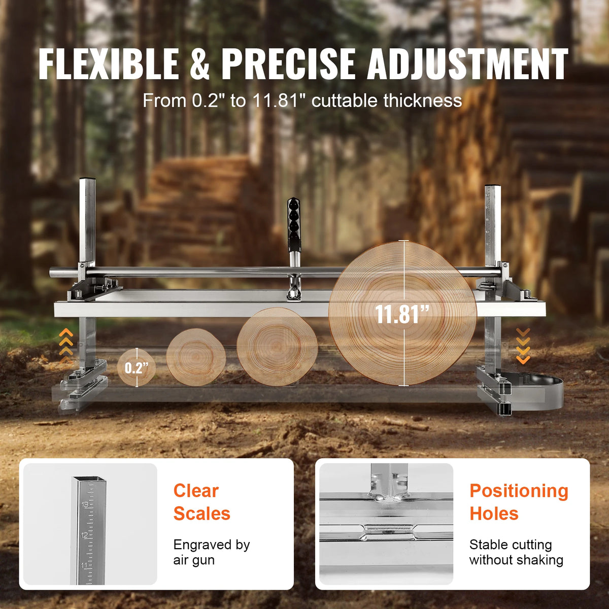 SucceBuy Chainsaw Mill Sawmill Guide Bar Chain Saw Planking Mill with 0.2"-11.81" Cutting Thickness for Builders Woodworker