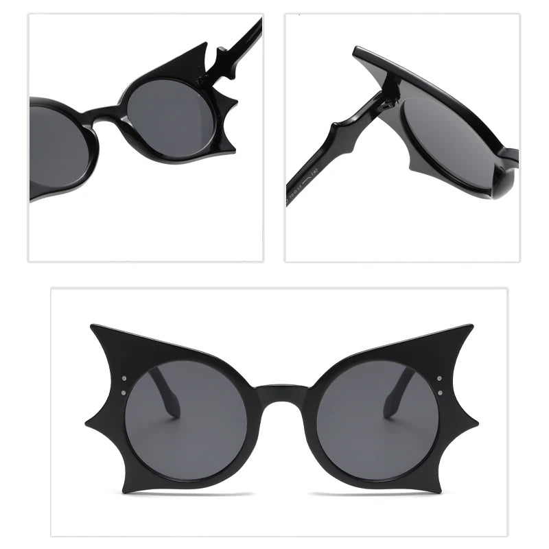 2pcs Large Frame Bat Shaped Sunglasses Innovative Uv400 Color Gothic Men And Women Street Sun Glasses