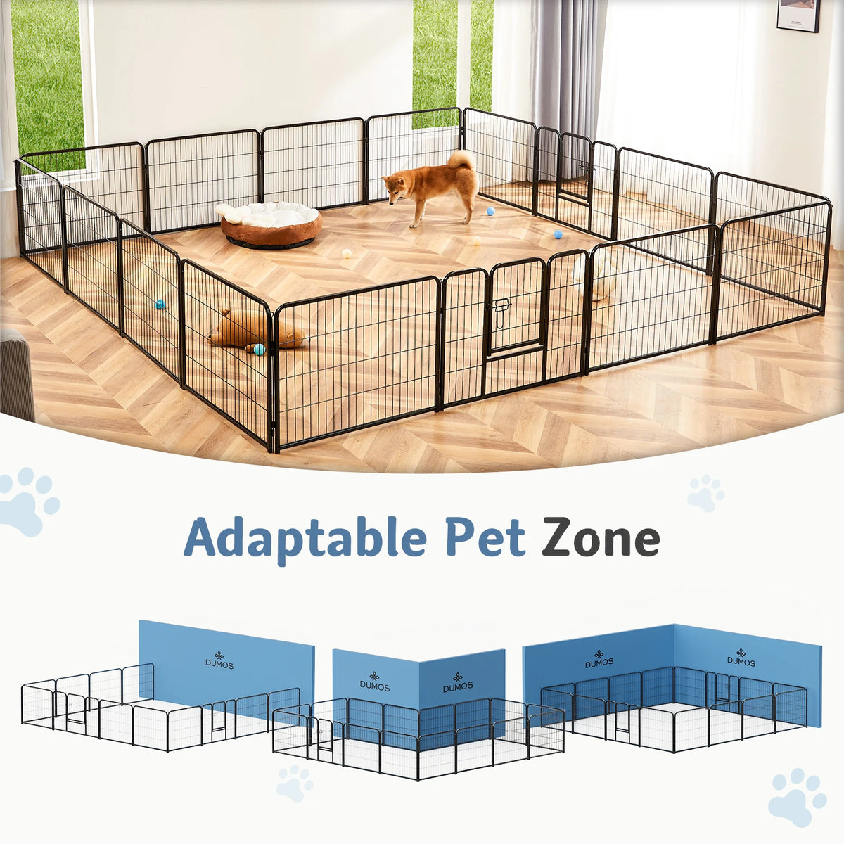 JHK 16 Panel Dog Playpen Folding Exercise Fence Outdoor Use