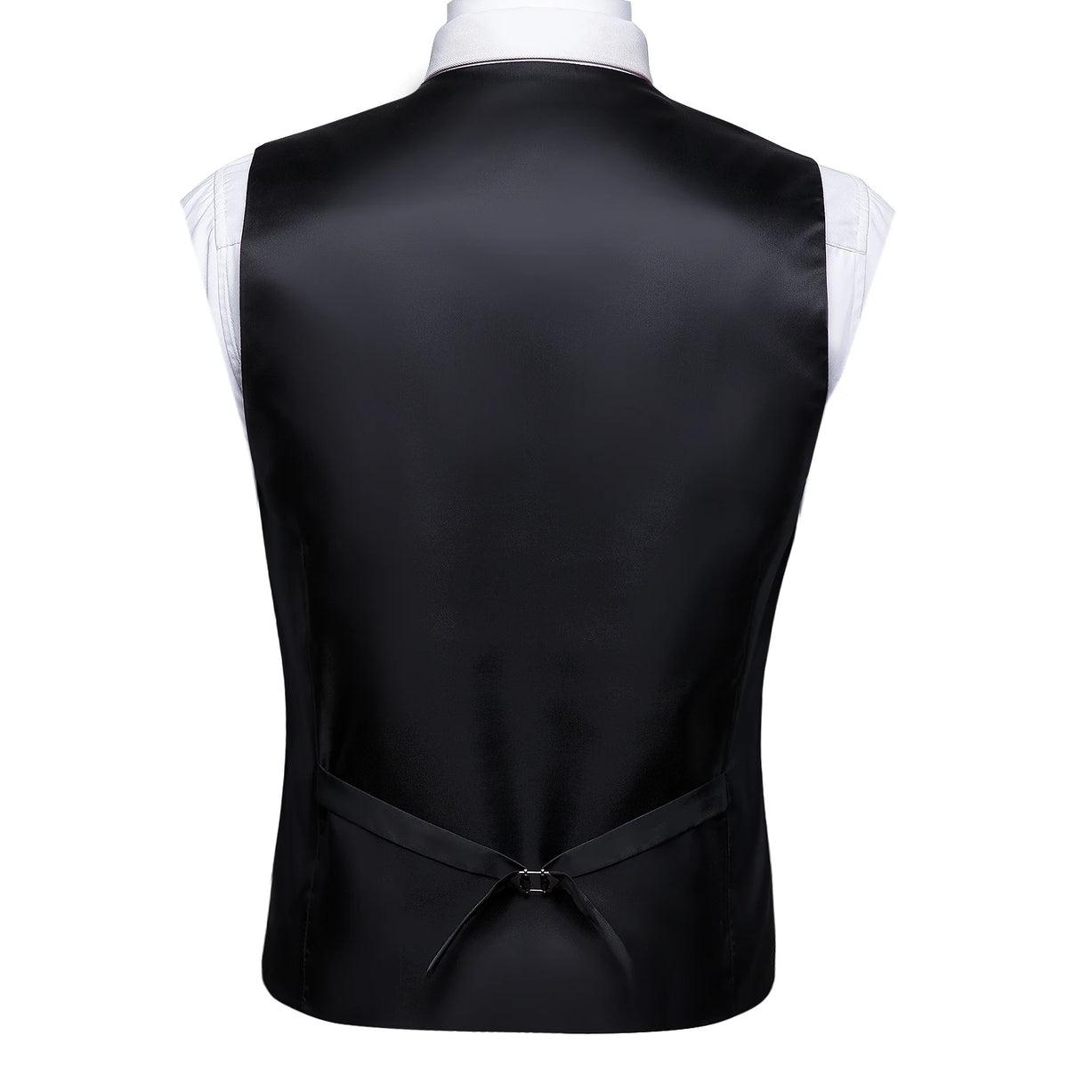 Men's Black Dress Vest Set with Tie Pocket Square Cufflinks - Jacquard Formal Tuxedo Waistcoat Suit Wedding Business Party