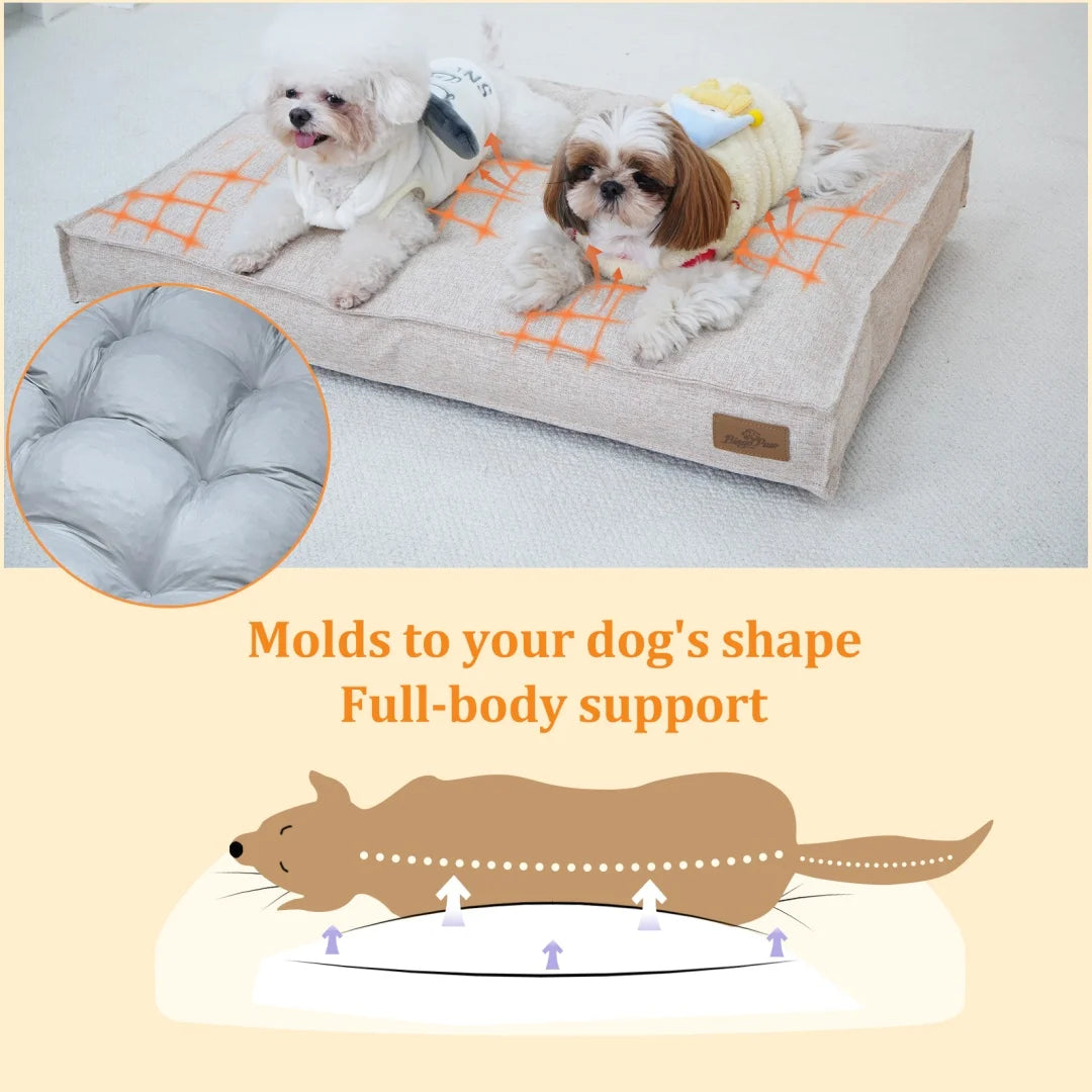 BingoPaw Large Dog Bed Washable With Linen Cover Foam Base