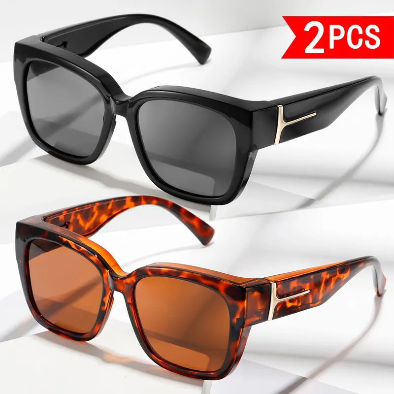1/2Pcs Women's Fashionable and Simple High-Quality Glasses with Oversized Square Round Frame Design, Textured Decorative Glasses Suitable for Daily Casual Wear, Stylish Photoshoots, and Girls' Gatherings