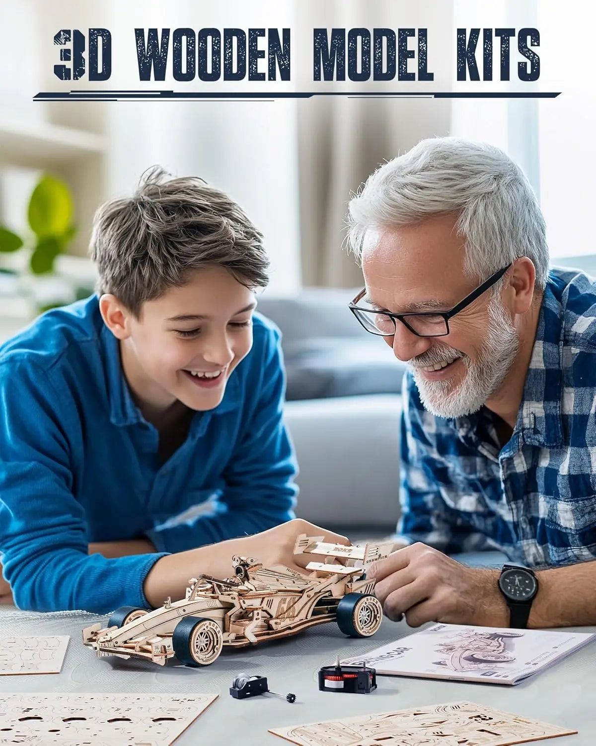 ROKR 3D Wooden Puzzle Formula Racing Car Mechanical Model Kit