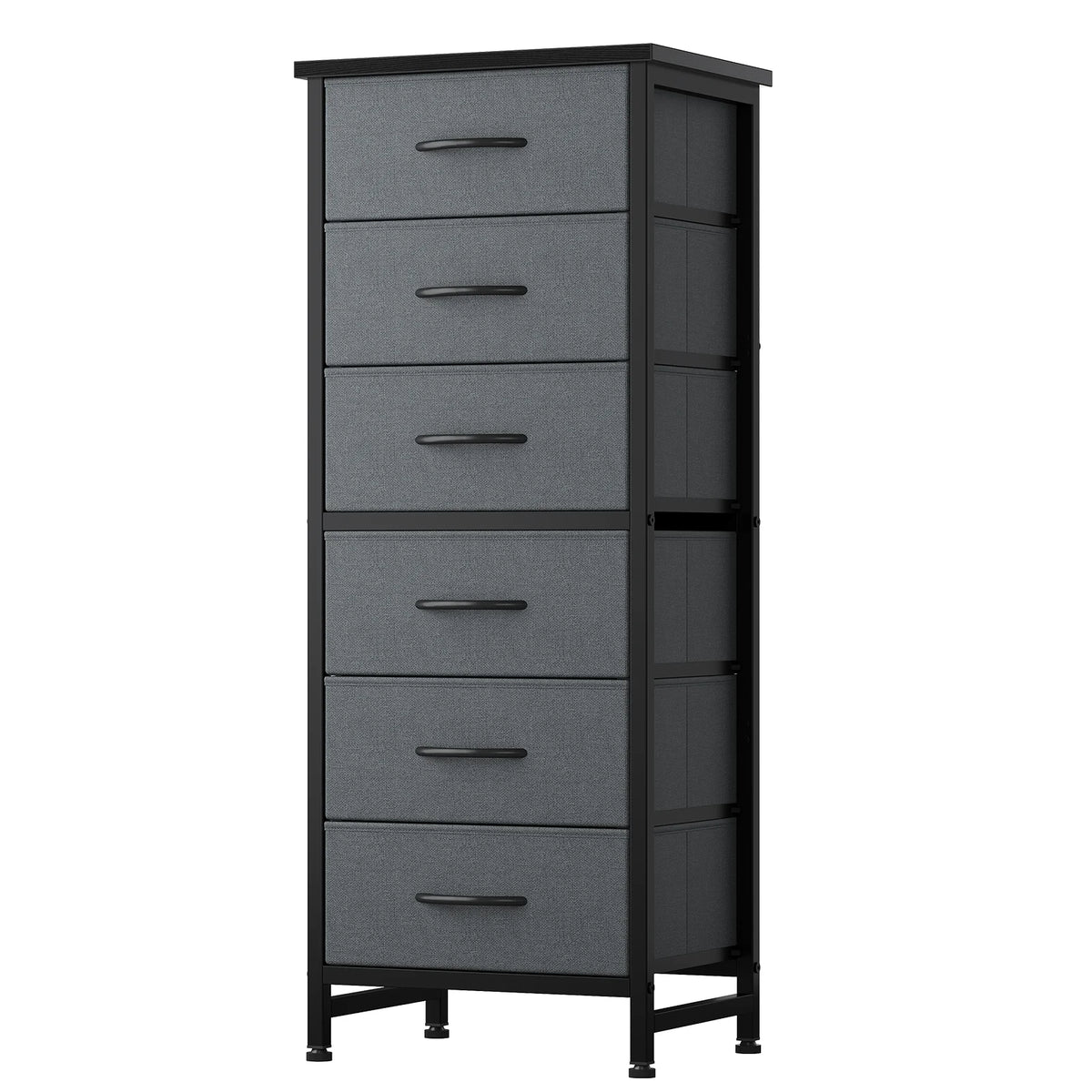 JHK Fabric Drawer Dresser with Wood Top and Metal Frame