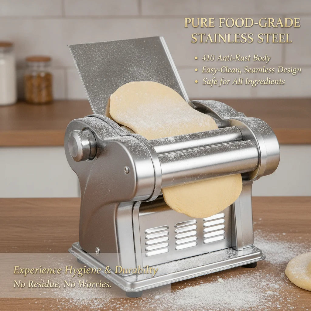 Automatic Noodle Maker Machine, 135W Electric Pasta Maker with 6 Thickness Settings & 2 Widths, 410 Stainless Steel, 110V US Plug, for Home Kitchen
