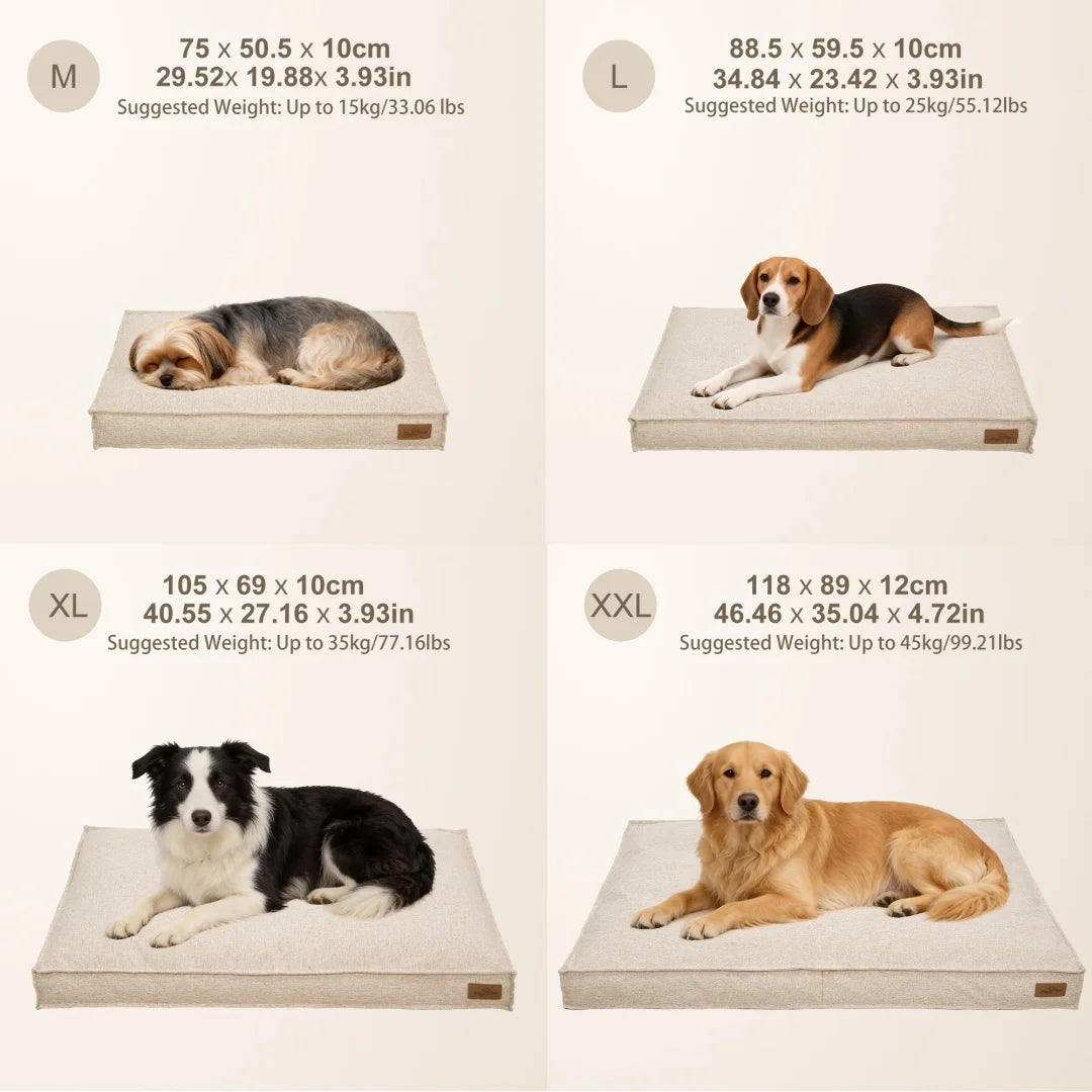 BingoPaw Large Dog Bed Washable With Linen Cover Foam Base