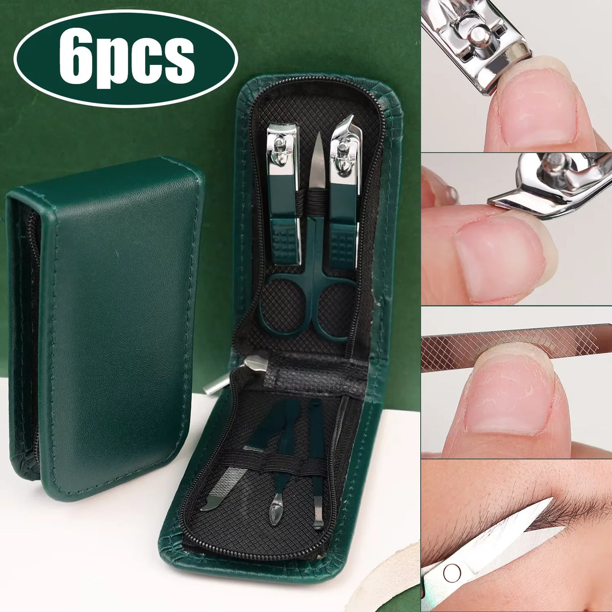 6-Piece Nail Care Set - High End Nail Scissors & Clippers for Men & Women, Portable Manicure Kit with Pouch