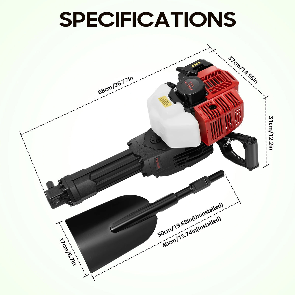 Bymaocar 1900W Gas Powered Tree Digger 2-Stroke Excavator