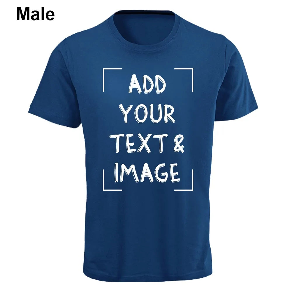 Custom T-shirt with Your Photo Text Image Front Printing Crew Neck Men Women Short Sleeve Shirt Gift Ship From US