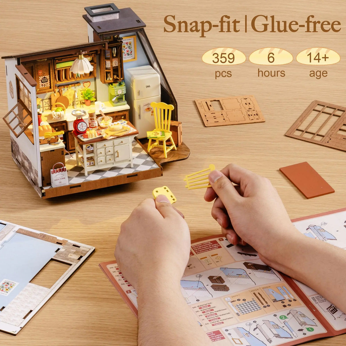 Robotime DIY Wooden Miniature Doll House Kit For Teens Adults