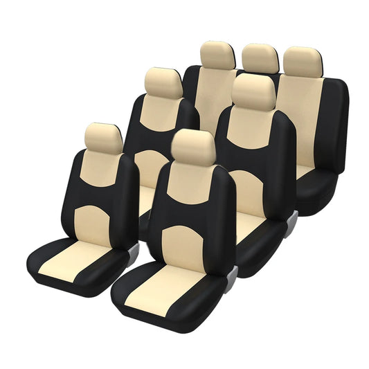 Car Seat Cover Airbag Compatible Ventilation Cloth Protect Seat Universal Beige Interior Accessories For 1/2/5/7 Seats