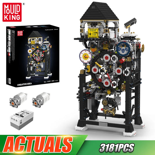 Mould King 10159 Technical Clock Toys The Motorized Cyberpunk Clock Building Block Assembly Clock Brick Set Kids Christmas Gift