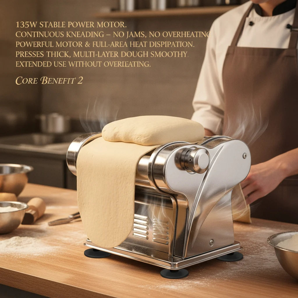 Automatic Noodle Maker Machine, 135W Electric Pasta Maker with 6 Thickness Settings & 2 Widths, 410 Stainless Steel, 110V US Plug, for Home Kitchen