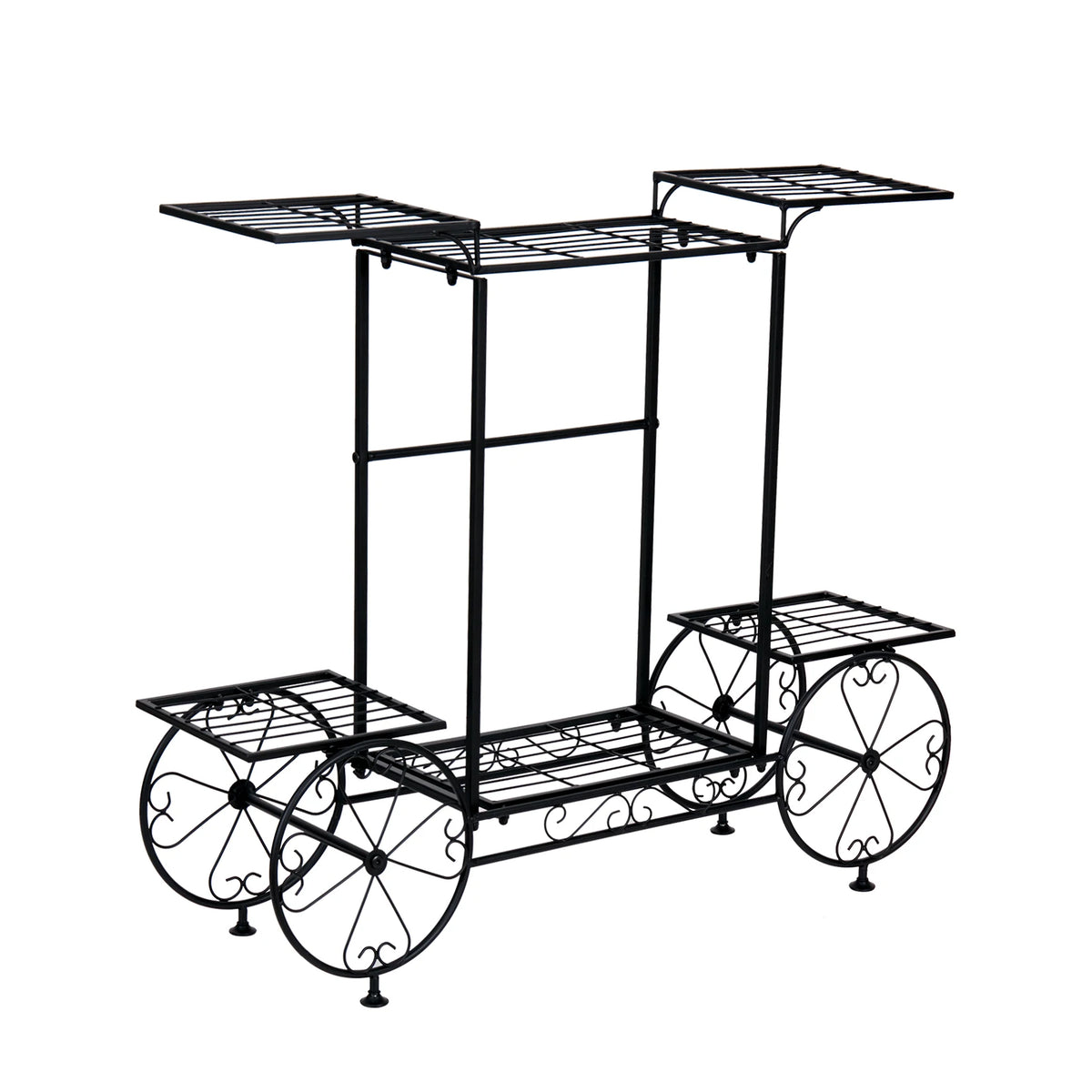 Garden Cart Stand Flower Pot Holder Display Rack Home Plant Stand - Multi-Functional Garden Storage Organizer