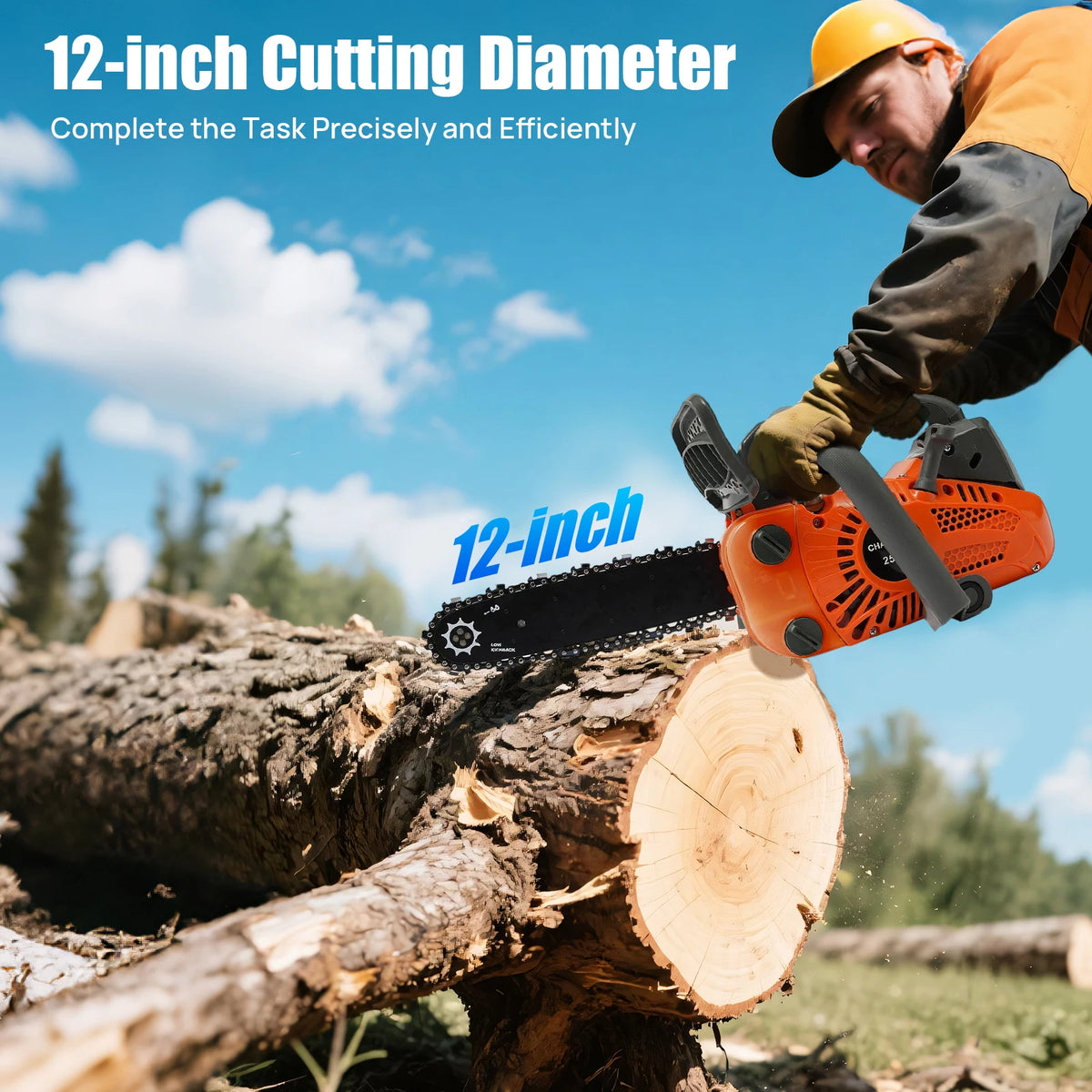 Gasoline Top Handle Chainsaw 25.4cc Two Stroke Engine For Wood Cutting