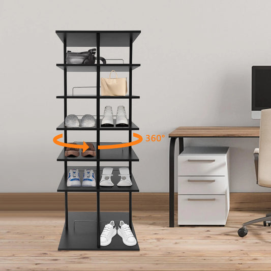 6 Tiers Multi-tier Shoe Storage Rack,  360° Rotatable Rotating Shoes Shelf Organizer, Shoe Rack 19.5kg/42.99lbs Load-bearing