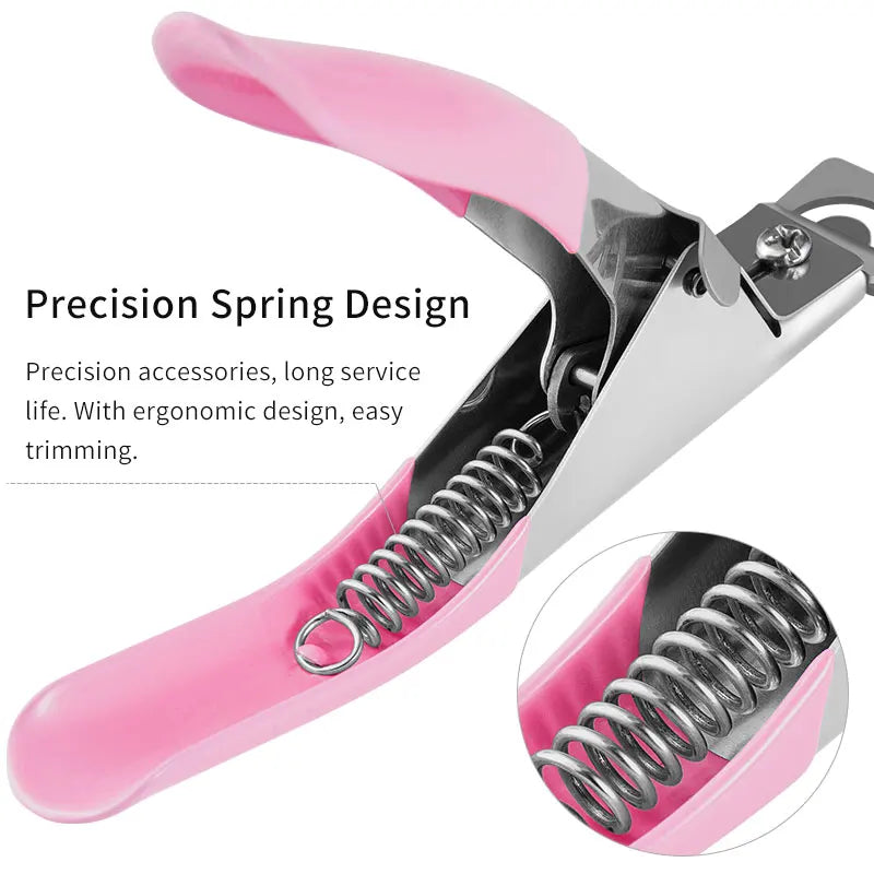 Transparent Fake Nail Trimmer Straight Edge Cutter for Acrylic/Tip Nails Stainless Steel Manicure Tool with Ergonomic Design
