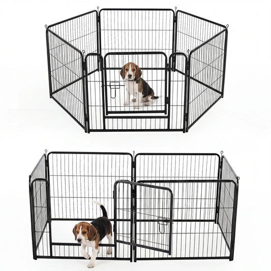 JHK Six Panel Metal Dog Playpen Foldable Pet Fence For Outdoors