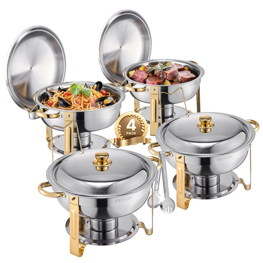 SucceBuy 4 Pack Chafing Dish Buffet Set Stainless Steel Warmer