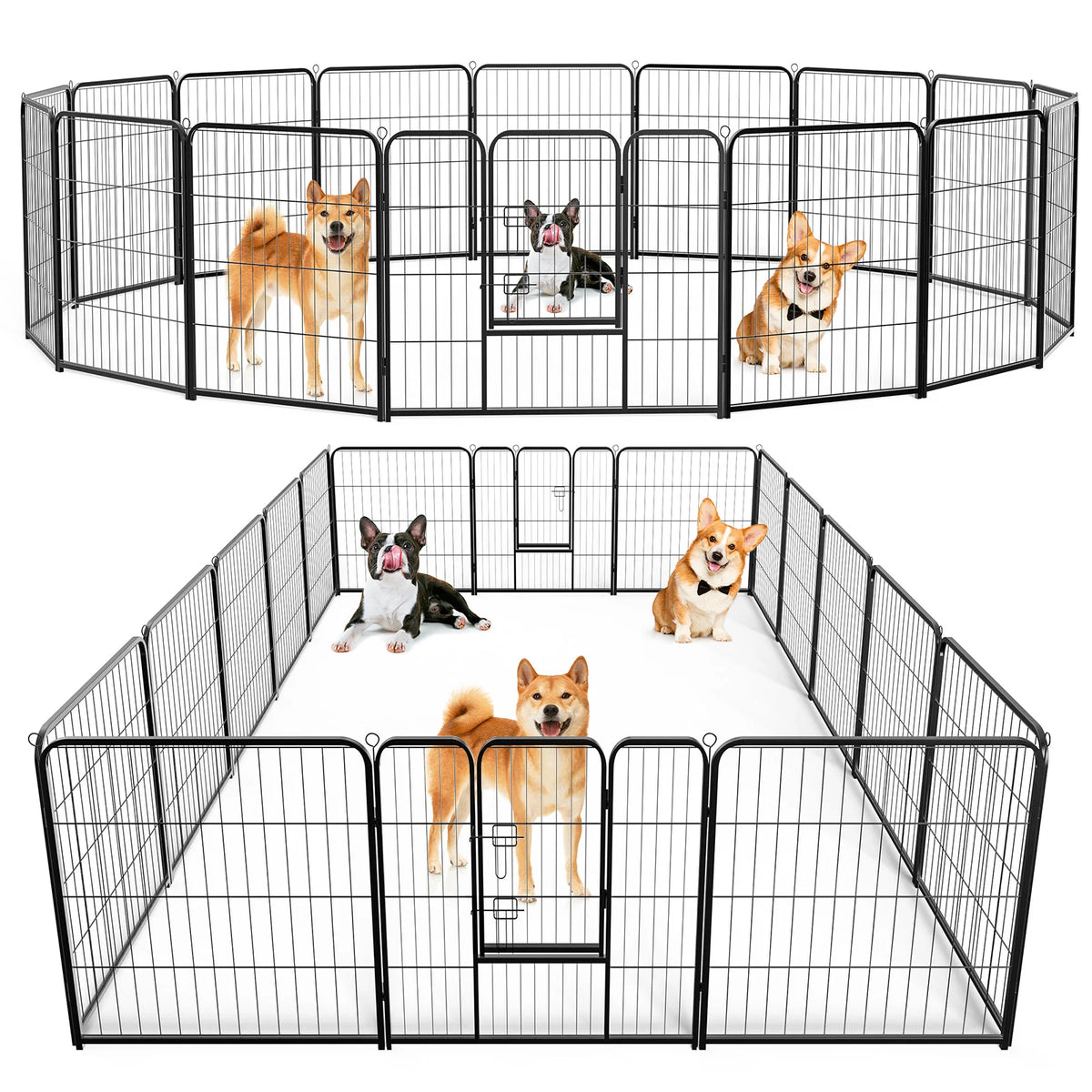 JHK 16 Panel Dog Playpen Folding Exercise Fence Outdoor Use